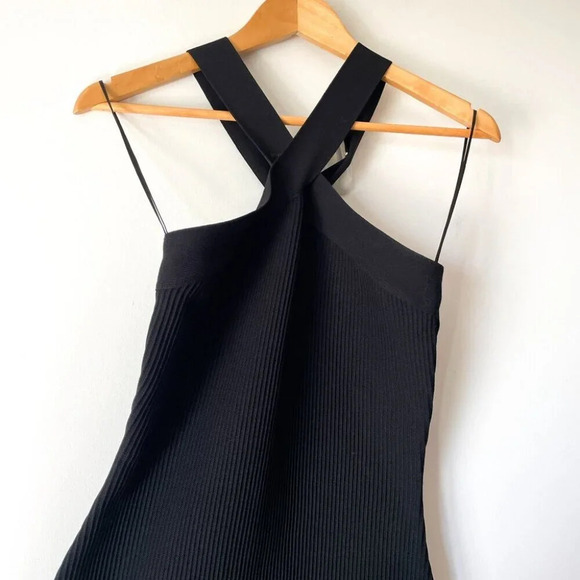 Sincerely Jules Ribbed Knit Criss Cross Mini Dress Black  Size Medium - Picture 3 of 5
